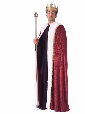 Adult Regal Kings Robe Red Monarch Cape Costume With Faux Fur Collar